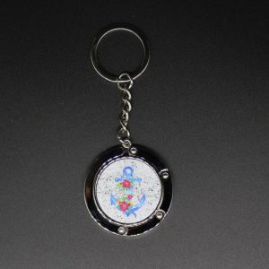 Porte sac - porte clefs ancre bleu et fleuri