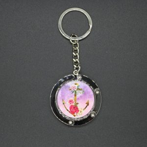 Porte sac -porte clefs ancre et rose