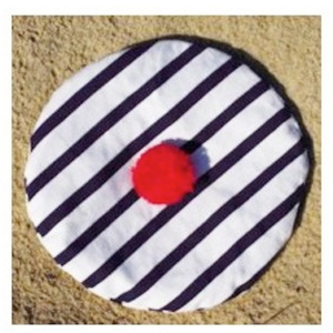 Béret rayé avec pompon rouge